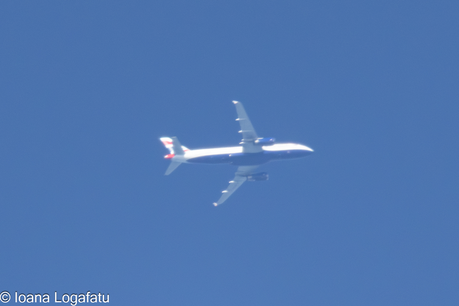 An aircraft soars high above the clouds